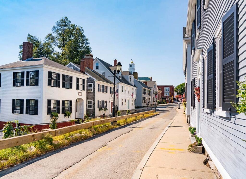 We Are Independent - View of Traditional Colonial Homes on a Street in Plymouth Massachusetts