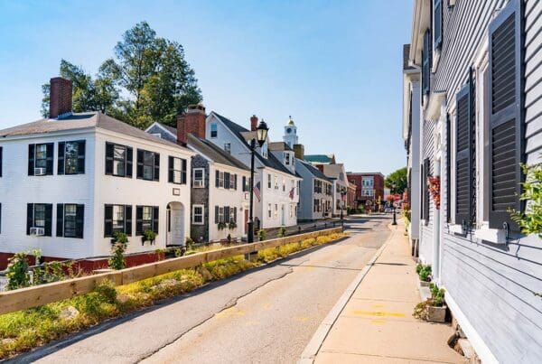 We Are Independent - View of Traditional Colonial Homes on a Street in Plymouth Massachusetts
